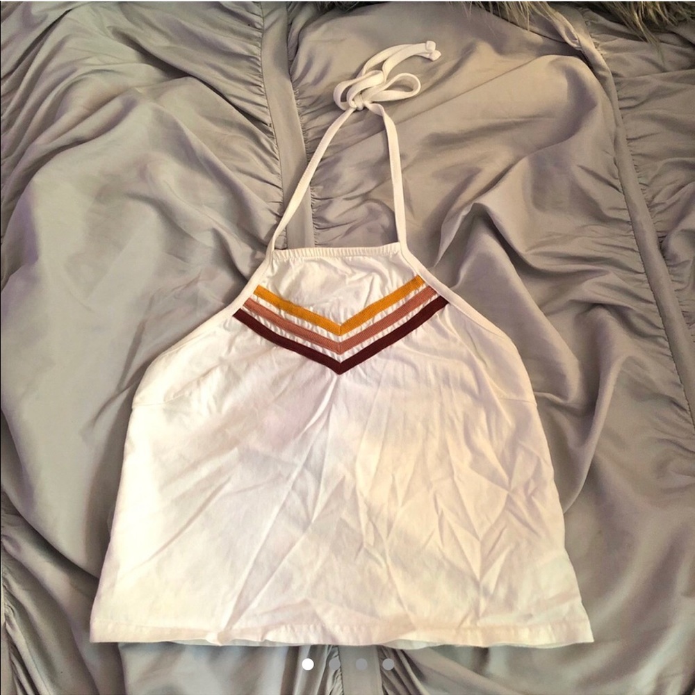 Forever 21 white orange chevron halter top
